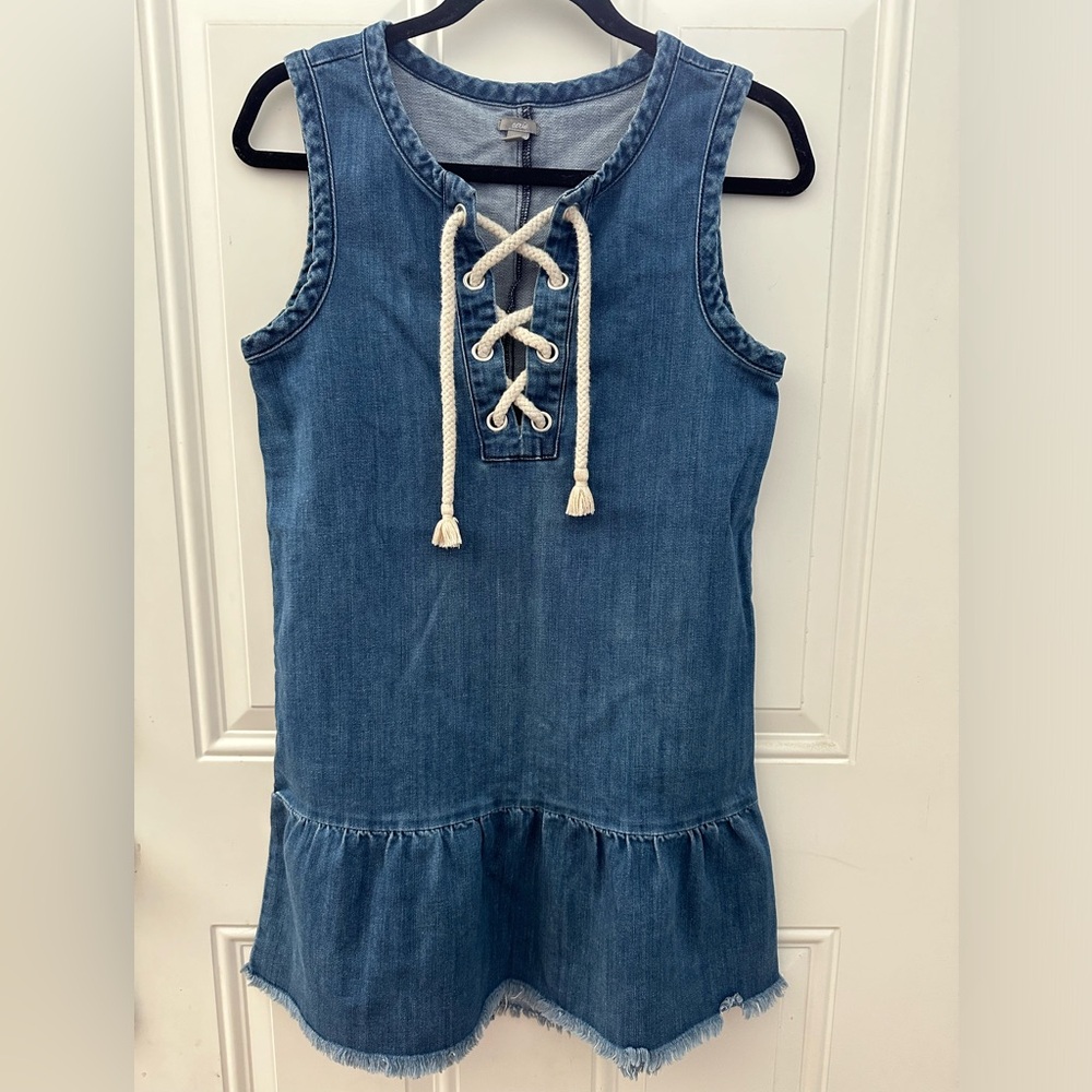 Aerie Nautical Rope Lace-Up Denim Dress